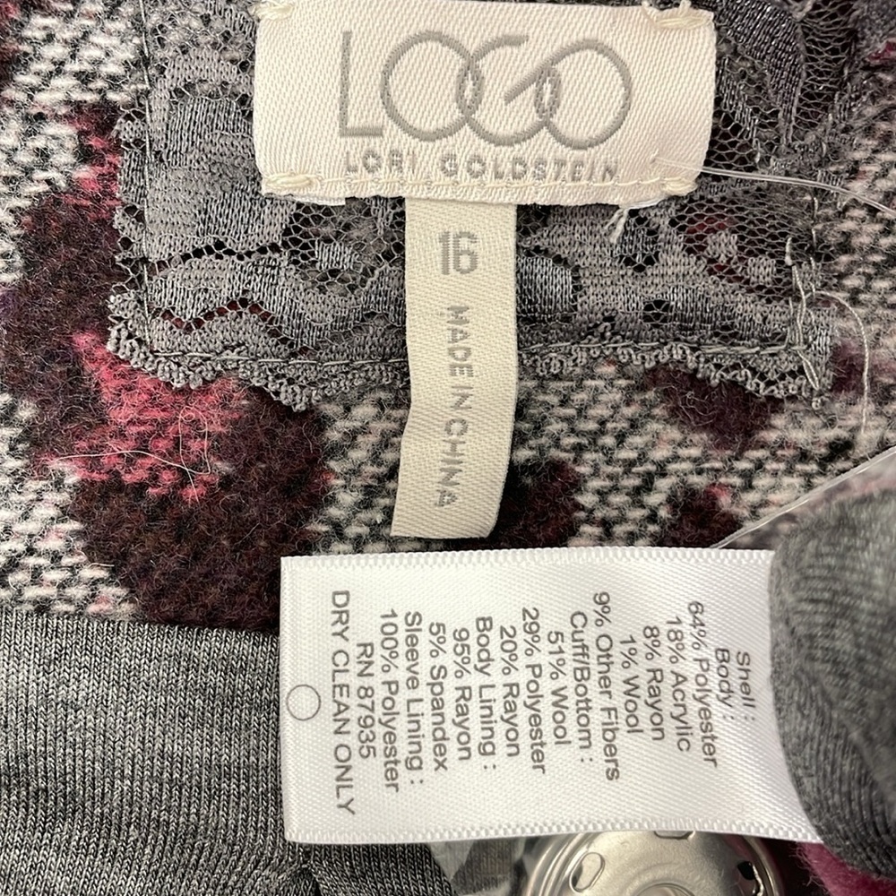 LOGO by Lori Goldstein Jacket Women's 16 Plus Grey Pink Cheetah Print - Picture 12 of 14